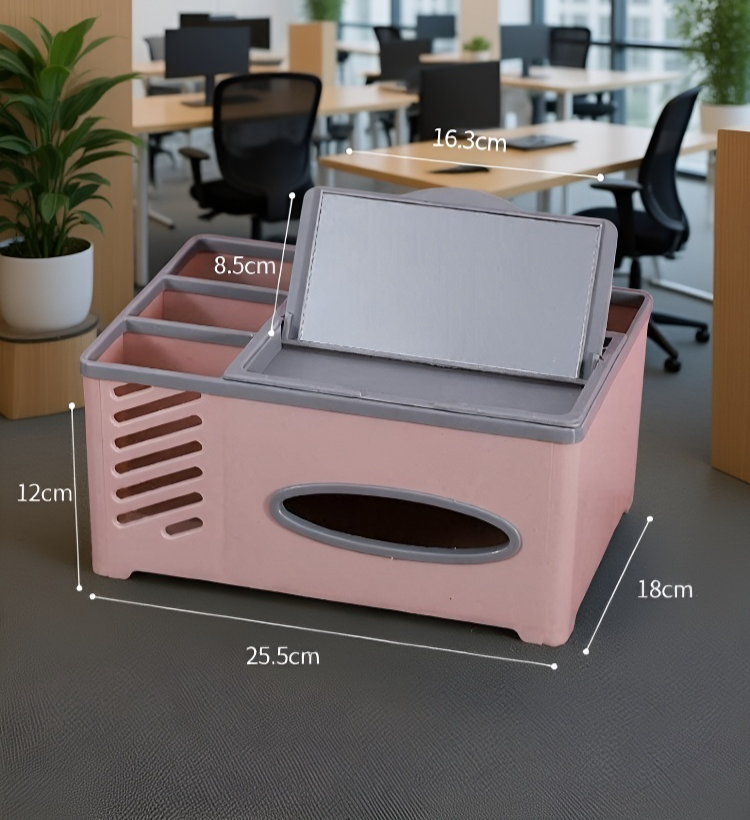 家庭用デスクで使える多機能ティッシュボックス