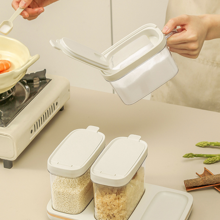 고급스러운 밀폐 조미료통 주방 방습 소금통 자석 스푼 포함