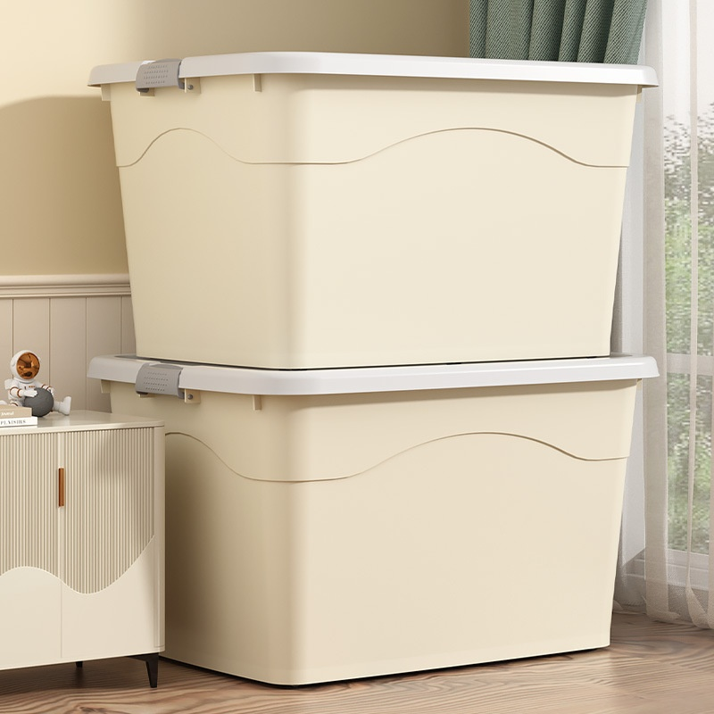 Grand bac de rangement en plastique avec couvercle