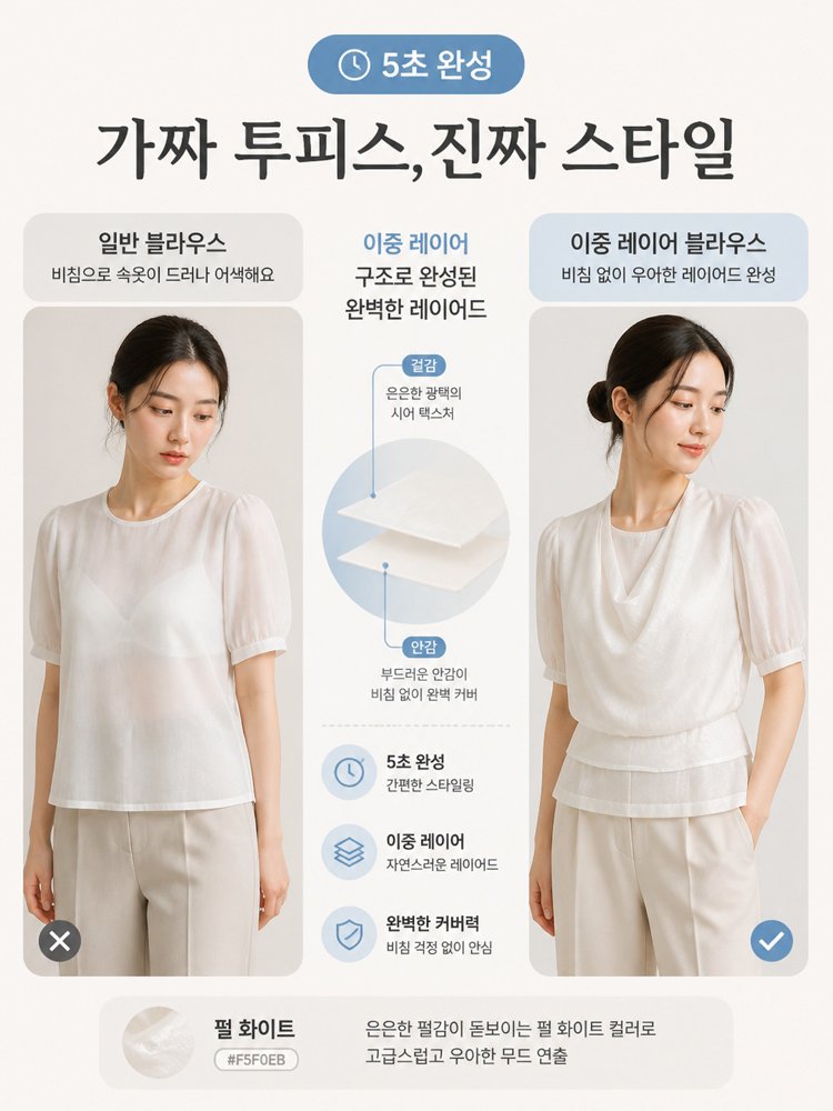 【만능 코디】라운드넥 레이어드 셔츠