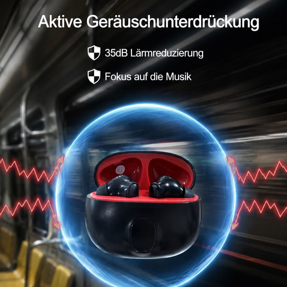 Bluetooth 5.3 Halb In-Ear Kopfhörer, Aktive Geräuschunterdrückung