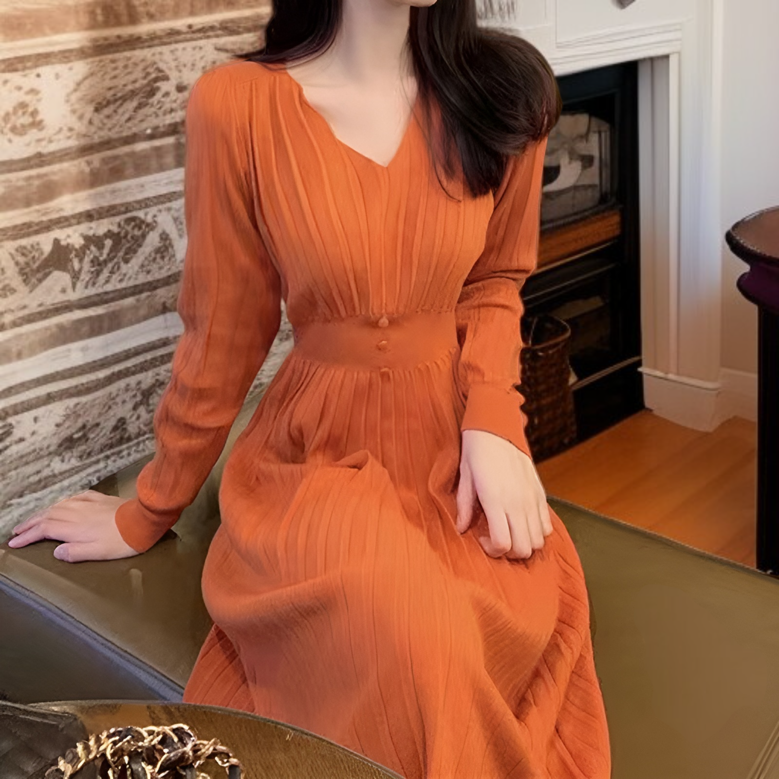 レディース秋冬ロングニットファースカート