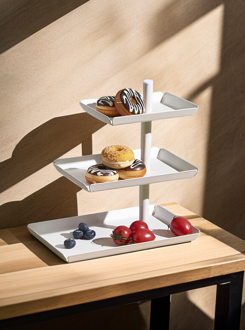 Cake and dessert tray stand with cupcakes and cookies