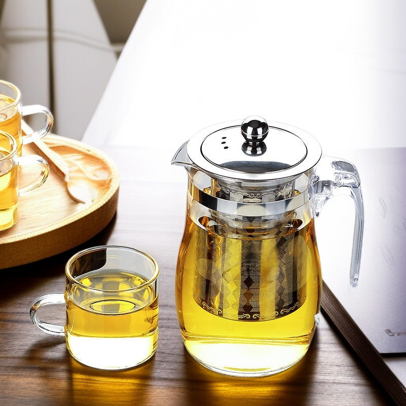 내열 유리 꽃 찻주전자 세트