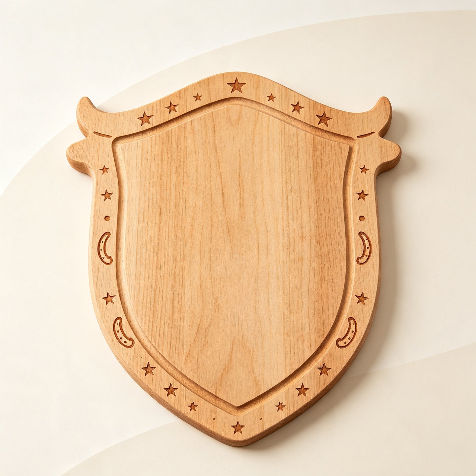Bull Shield Wooden Cutting Board in modern kitchen setting