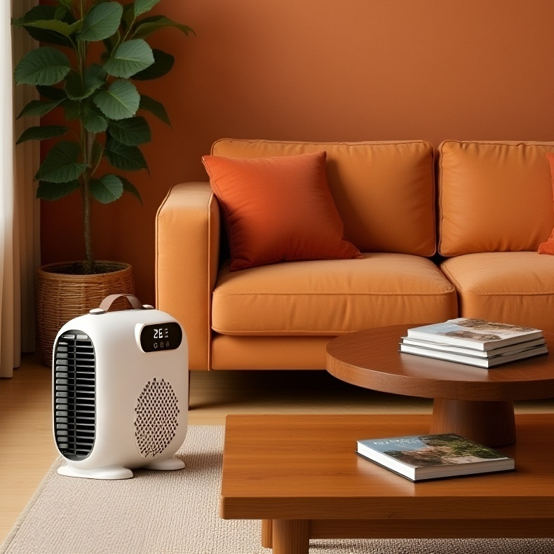 온풍기로 빠르게 건조되는 의류 이미지