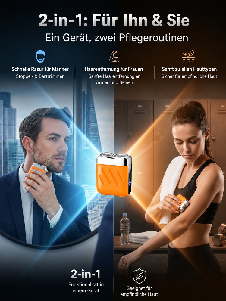 Neue Generation Doppelkopf-Taschenelektrorasierer