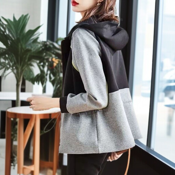 今年人気のレディースジャケット春秋新色マッチング怠惰なフード付きジッパー韓国風ウエスト緩いスウェットシャツ