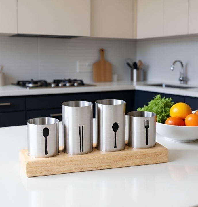 다양한 젓가락과 보관 용기 세트