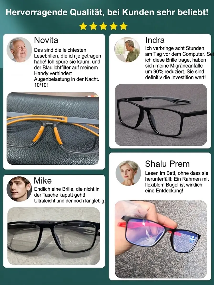 【Eine Brille für das ganze Leben!】Ultraleichte und bequeme Anti-Blaulicht-Brille für Presbyopie