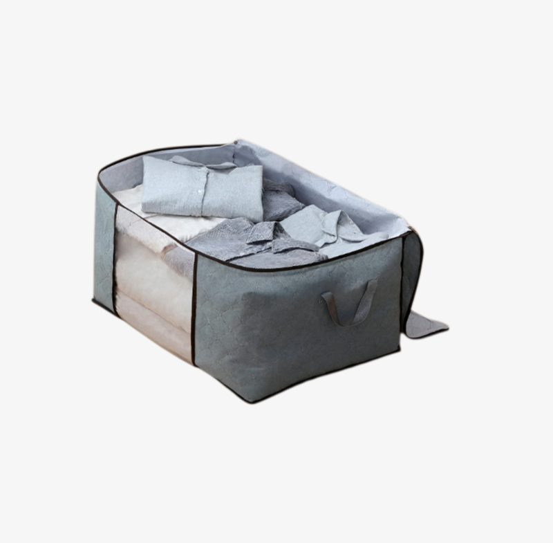 Blanket and clothing storage container with secure lid