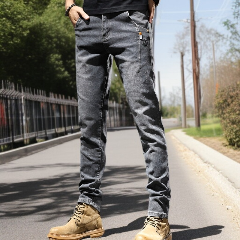 남자 슬림 작은 발바지 춘추 스판 청바지 남자 스판 작은 발바지 춘추 캐주얼 바지