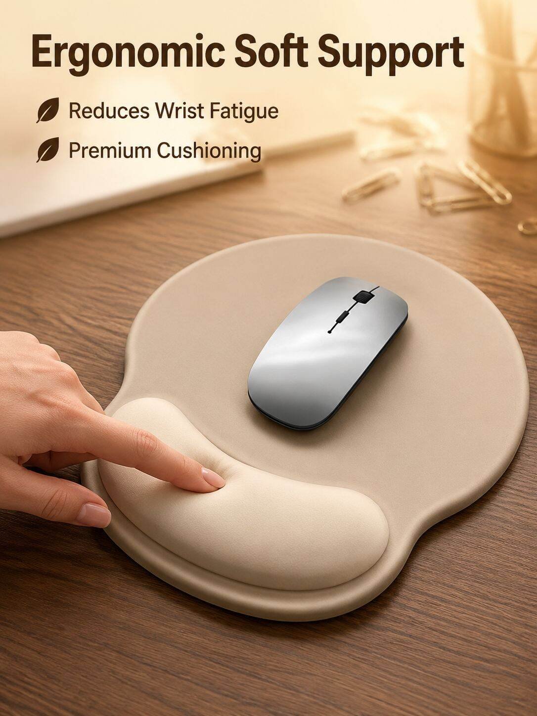 Rubber Non-Slip Mouse Pad with Wrist Rest, Essential for Women’s Office