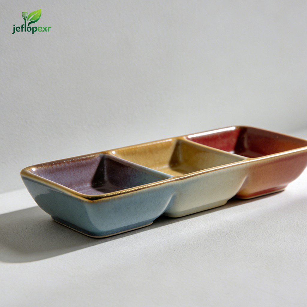 Platos de cerámica para mojar con compartimentos (paquete de 5)