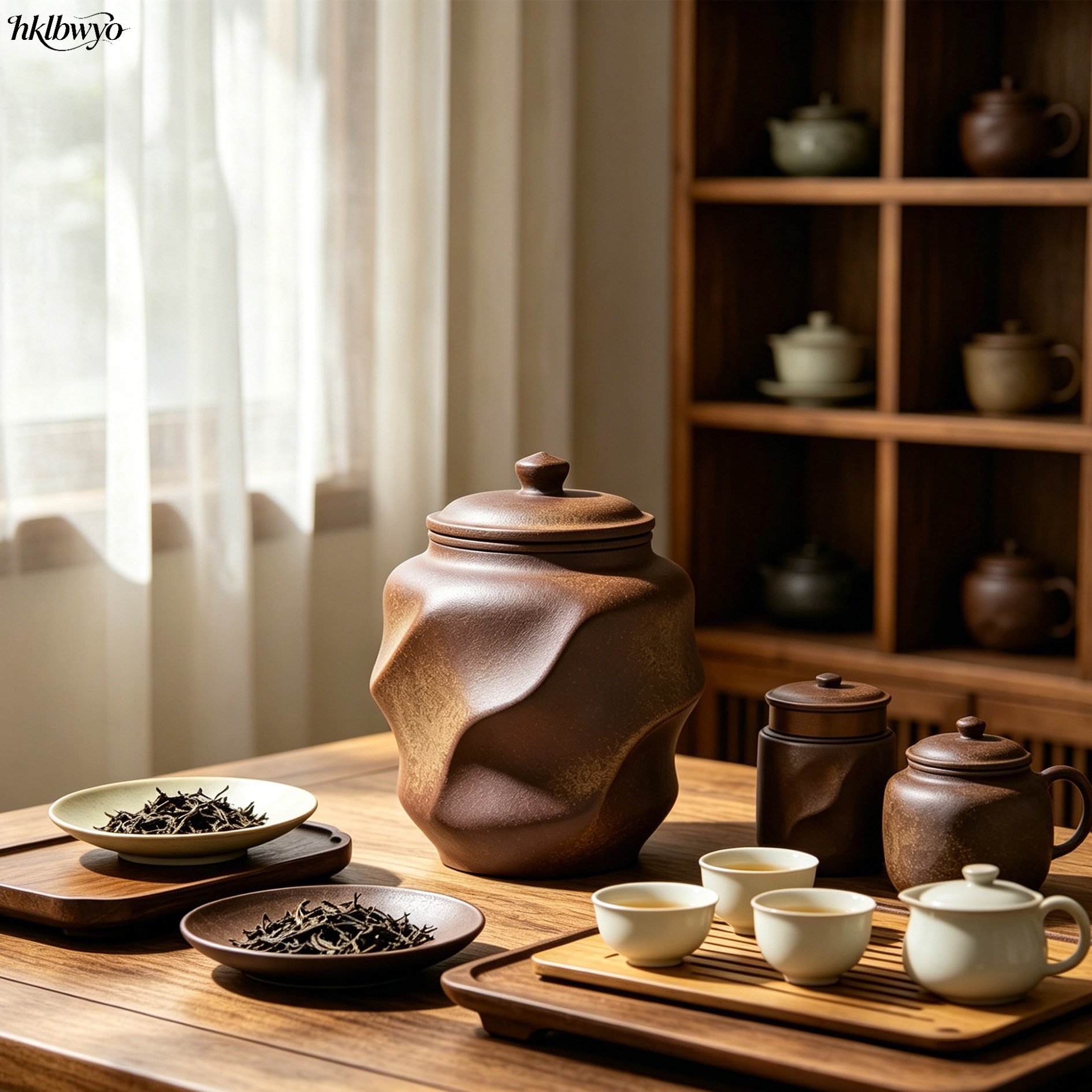 Irregularly shaped purple clay tea canisters (3 pieces)