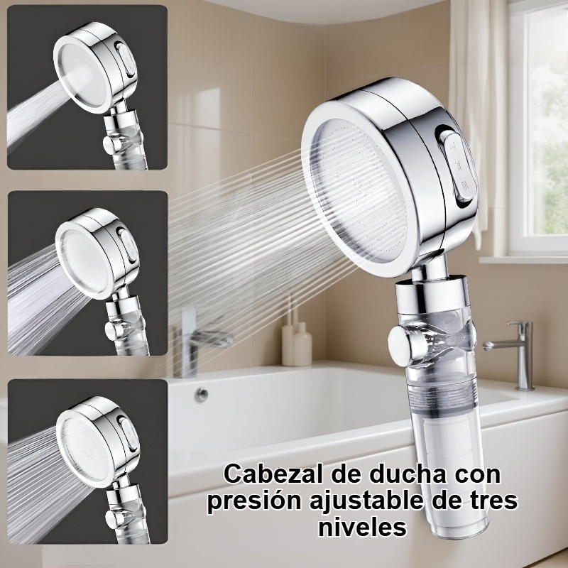 Cabezal de ducha de presión ajustable de tres niveles