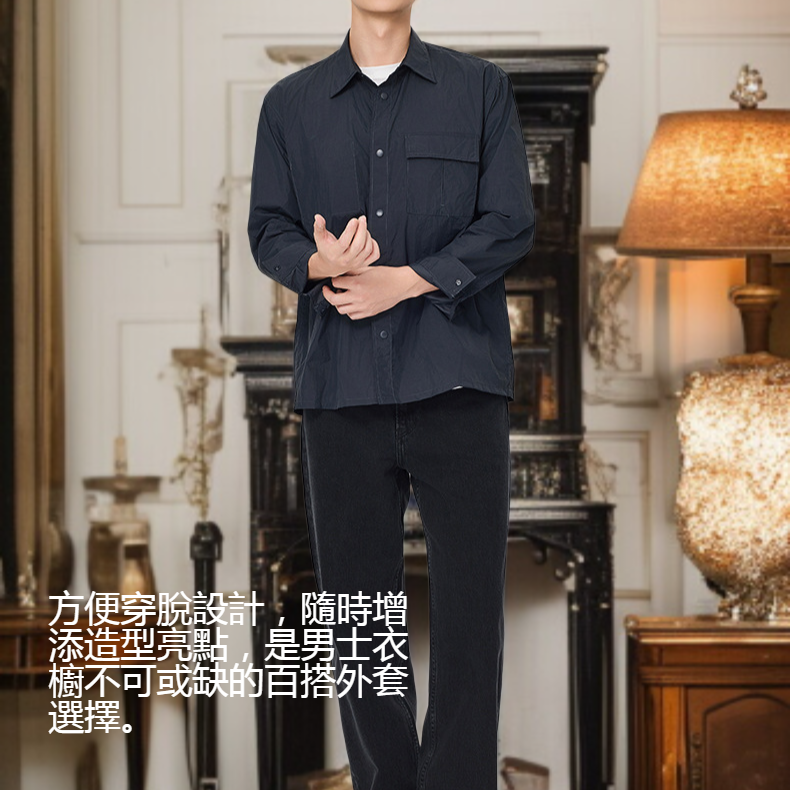 高品質男士長袖外套布料特寫