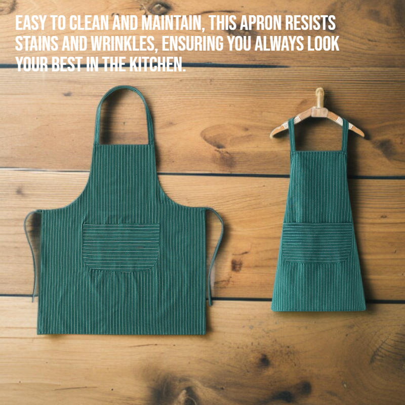 Striped cotton linen kitchen apron front view