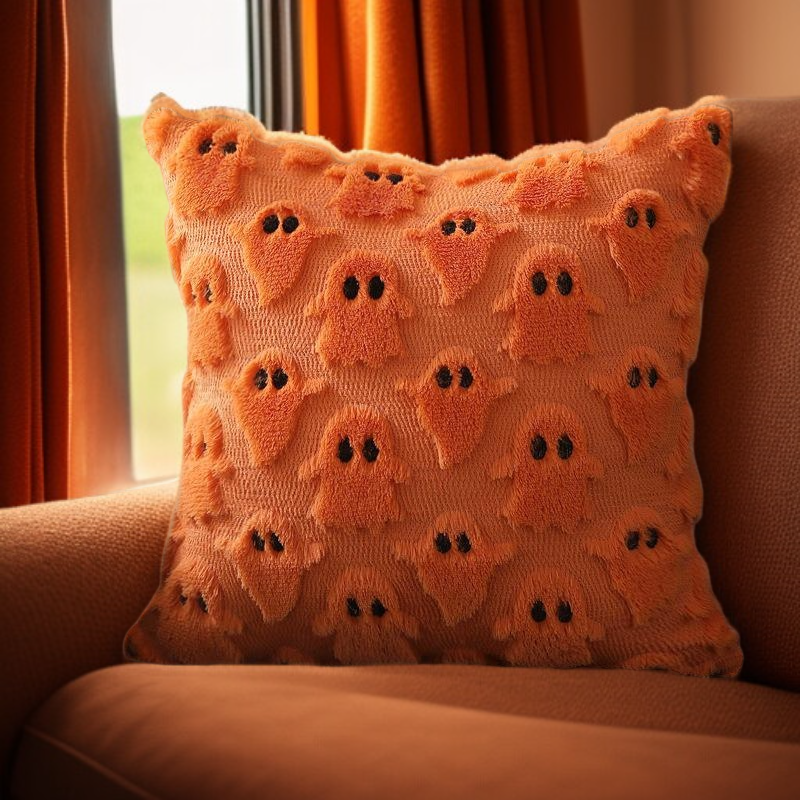 多款立體刺繡抱枕排列展示