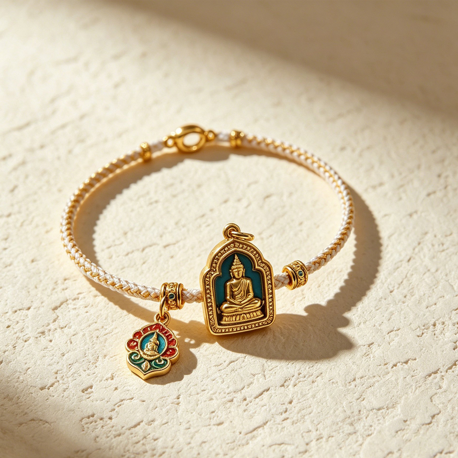 สร้อยข้อมือถักมือจี้พระพุทธรูป