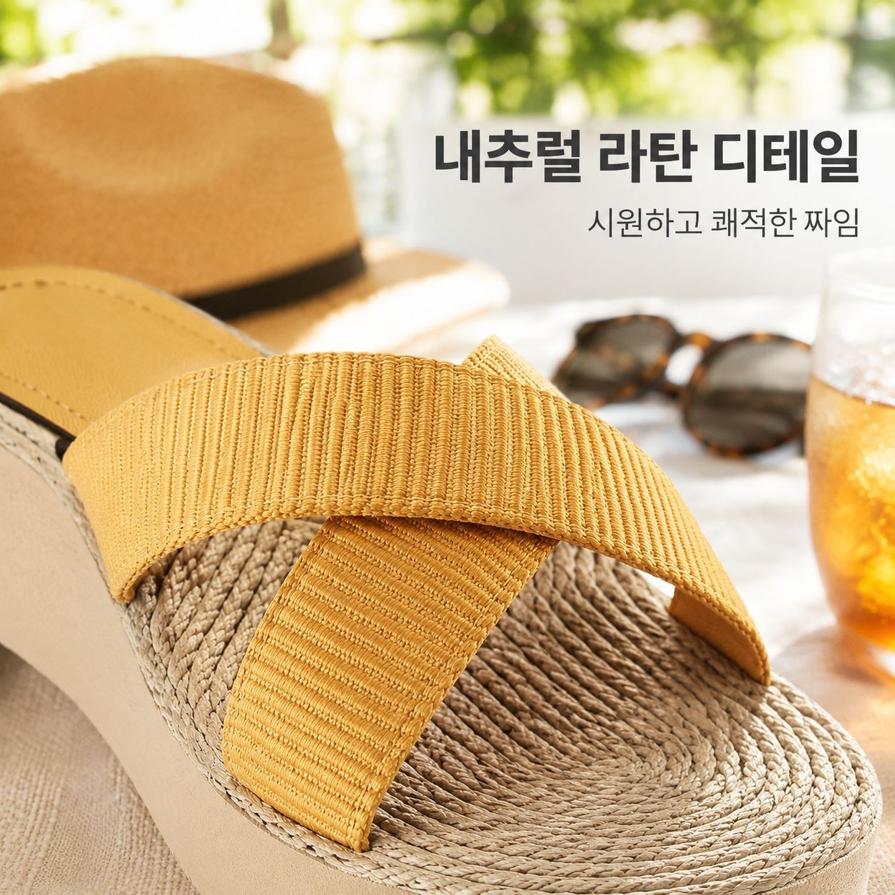 여름 여성용 플랫폼 샌들, 스트로우 위브 디자인