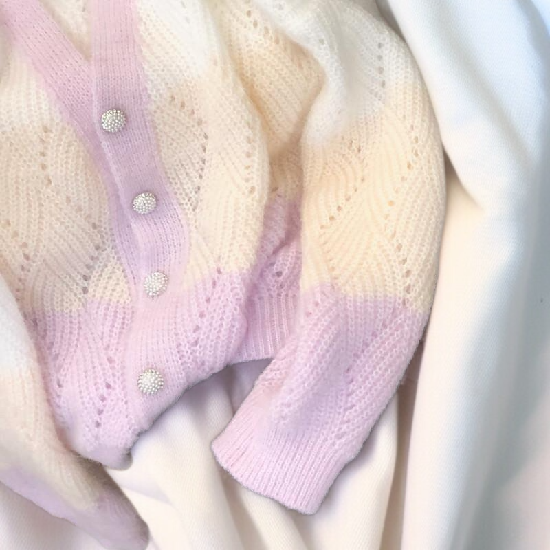 봄옷 상의 오버핏 슬림 니트 카디건 코트 컬러 펀칭 긴팔 브이넥 상의