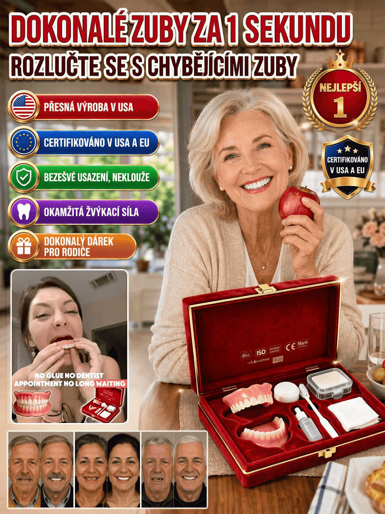 Dárková sada nových celoplošných zubních protéz