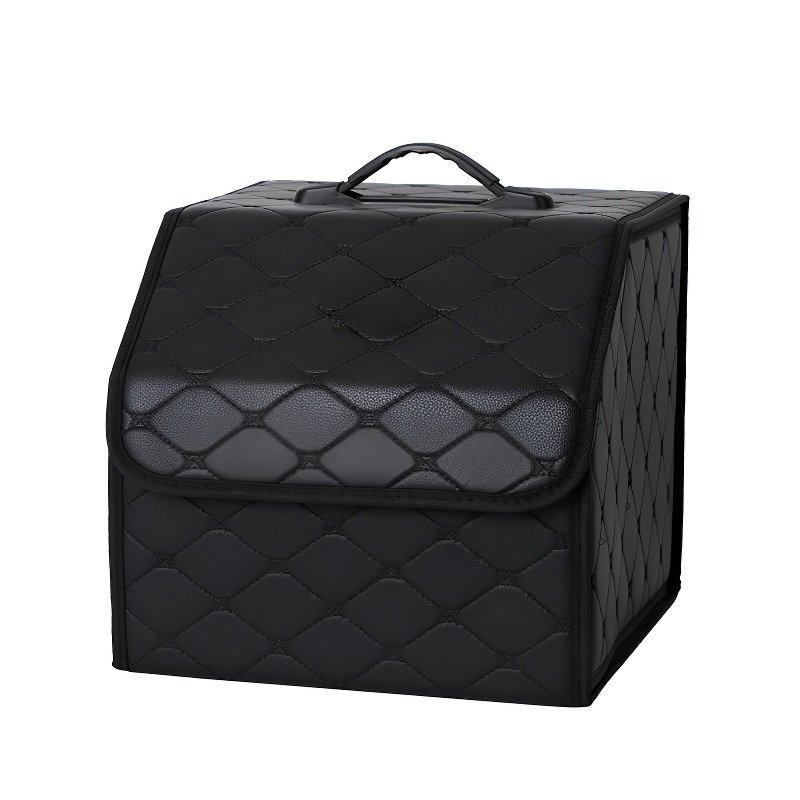 Caja organizadora plegable de cuero con oso para interior de coche