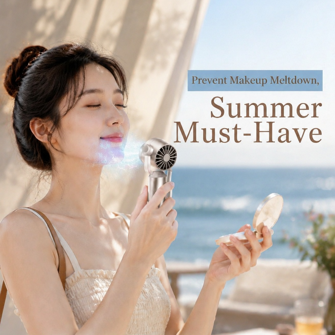 Handheld Fan with Ice Pack, Wearable Neck Design