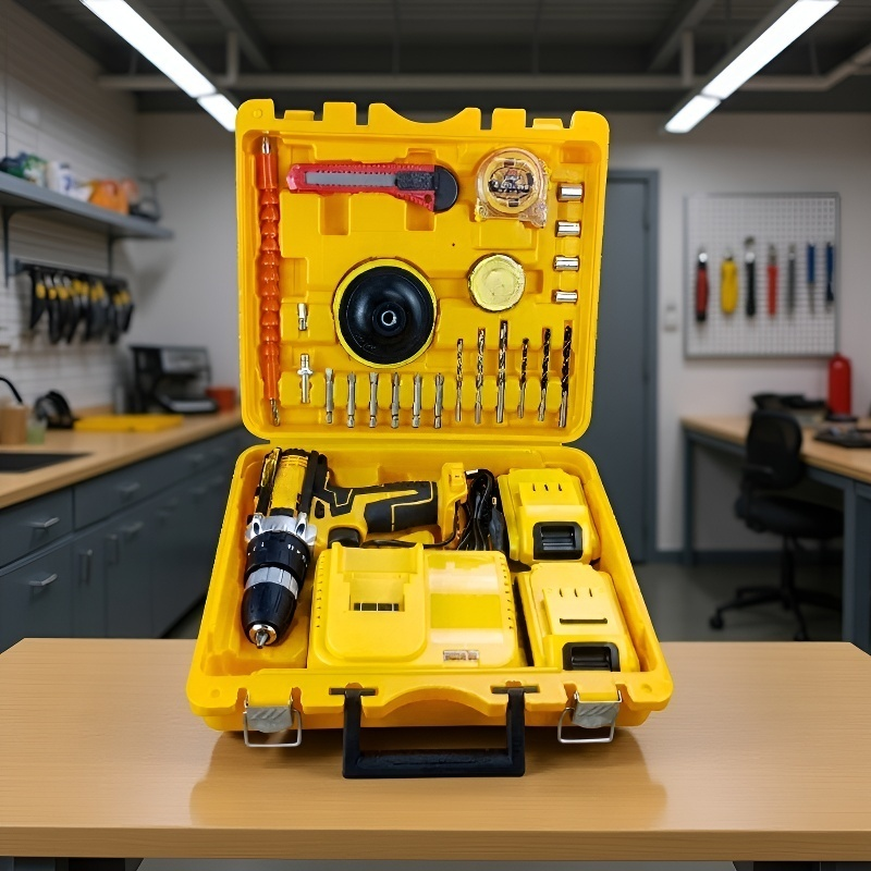 持ち運びに便利な収納ケース付きドリルセット