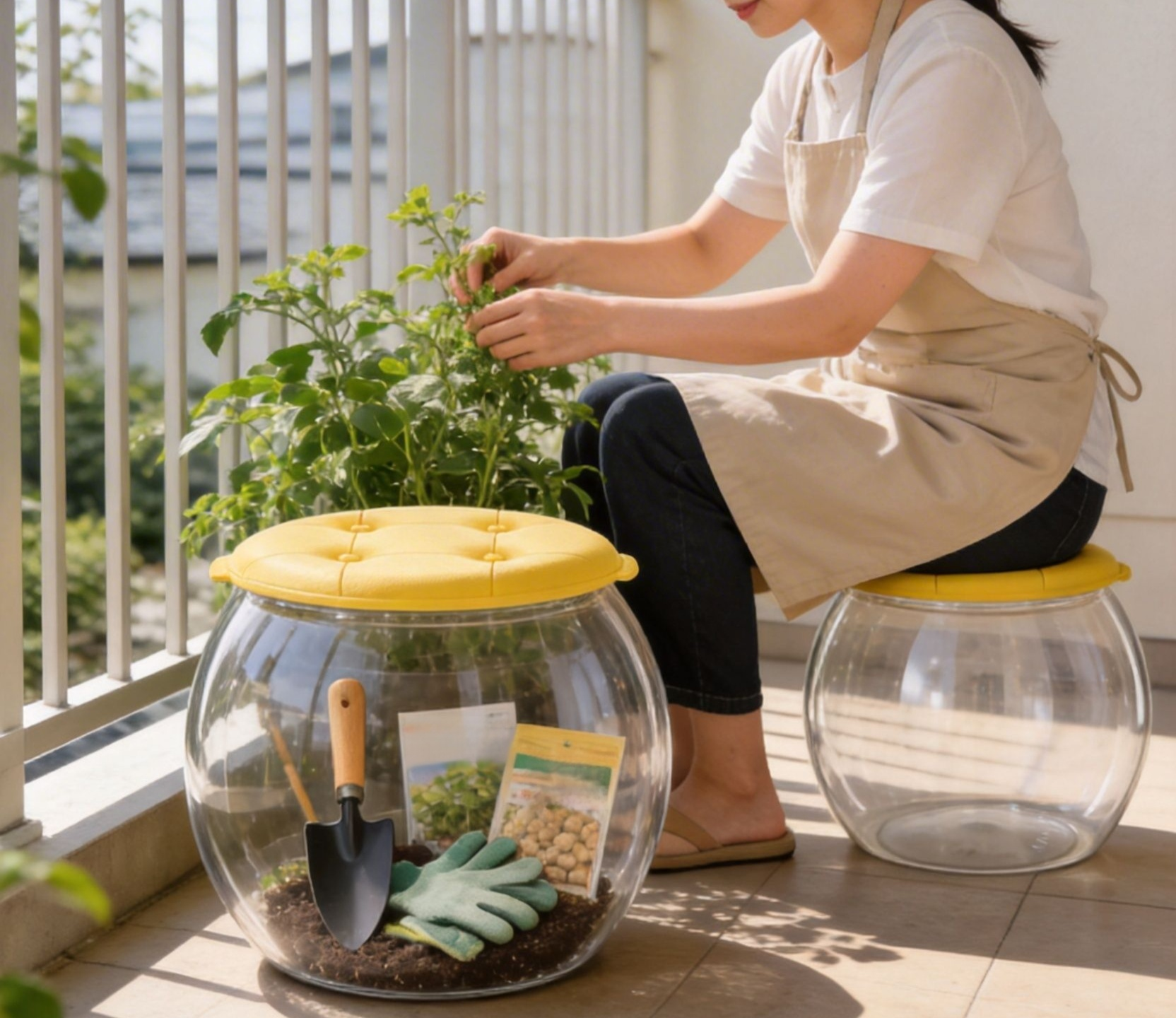 透明デザインのスツール詳細