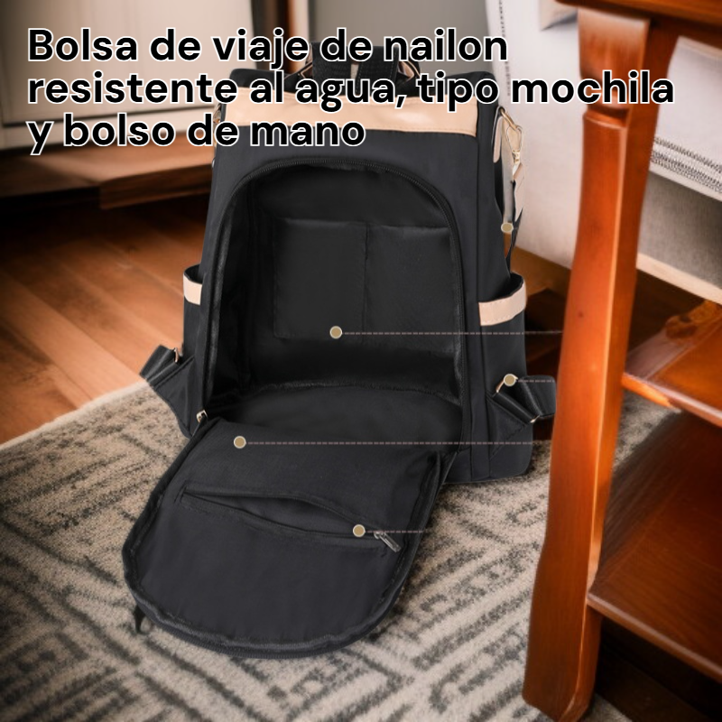  Bolsa de viaje de nailon resistente al agua, tipo mochila y bolso de mano