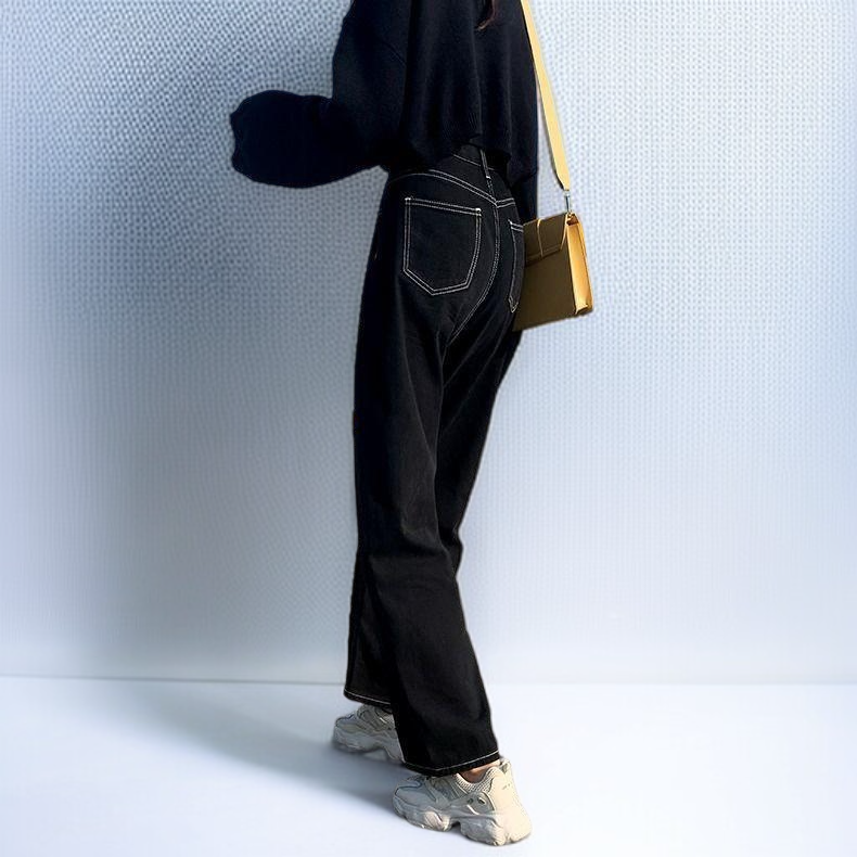 한국 스타일 루즈 스트레이트 레그 청바지