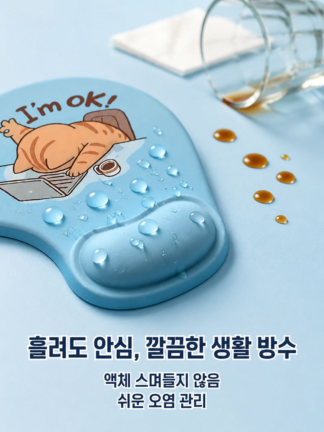 ✅인체공학적 마우스 패드 손목 받침대, 피부 친화적, 방수, 미끄럼 방지 실리콘 데스크 매트, 귀여운 동물 디자인, 부드러운 충격 흡수, 친환경, 얼룩 방지