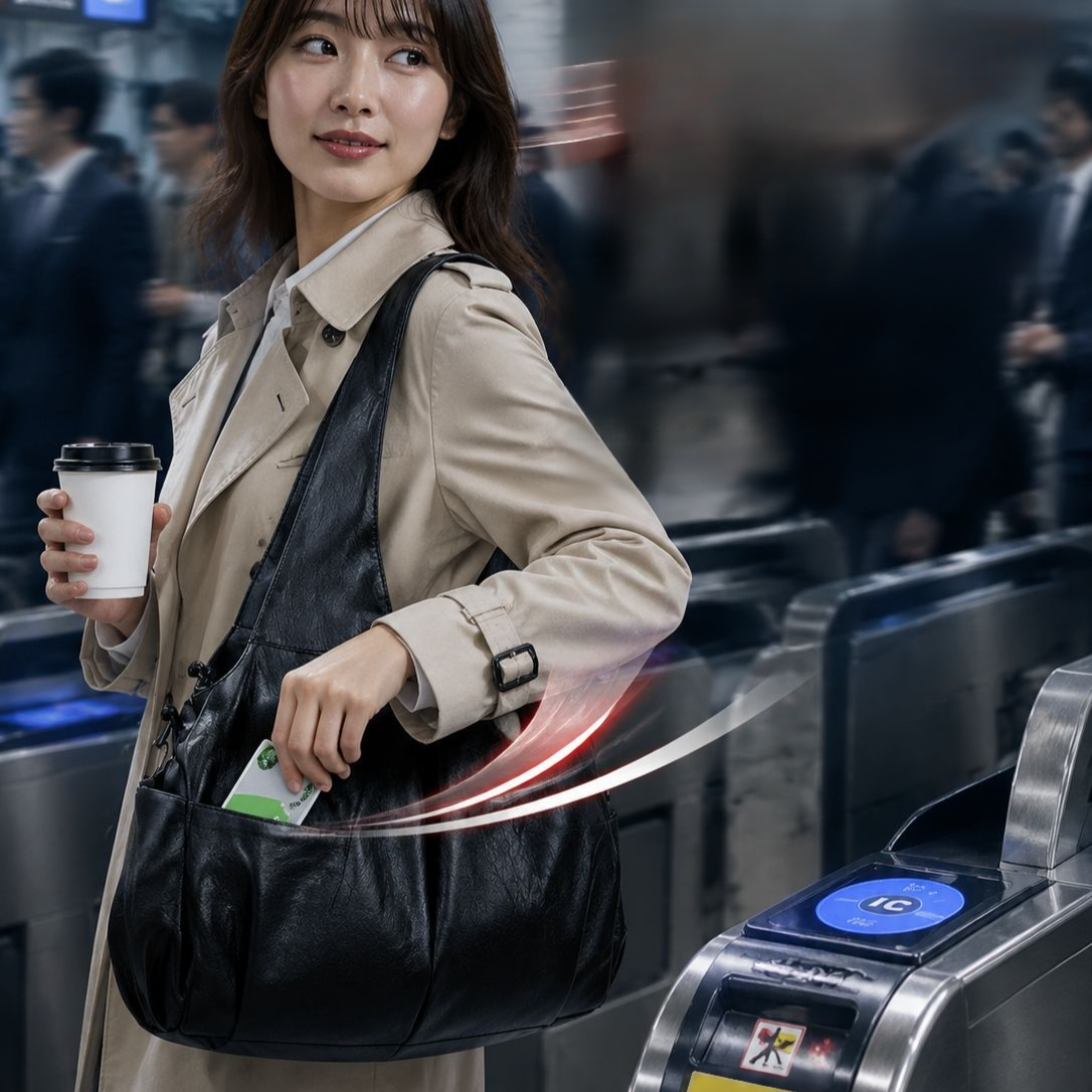 スタイリッシュでミニマルな女性用ショルダーバッグ、都会的  なミニマルデザインの女性用ショルダーバッグ。