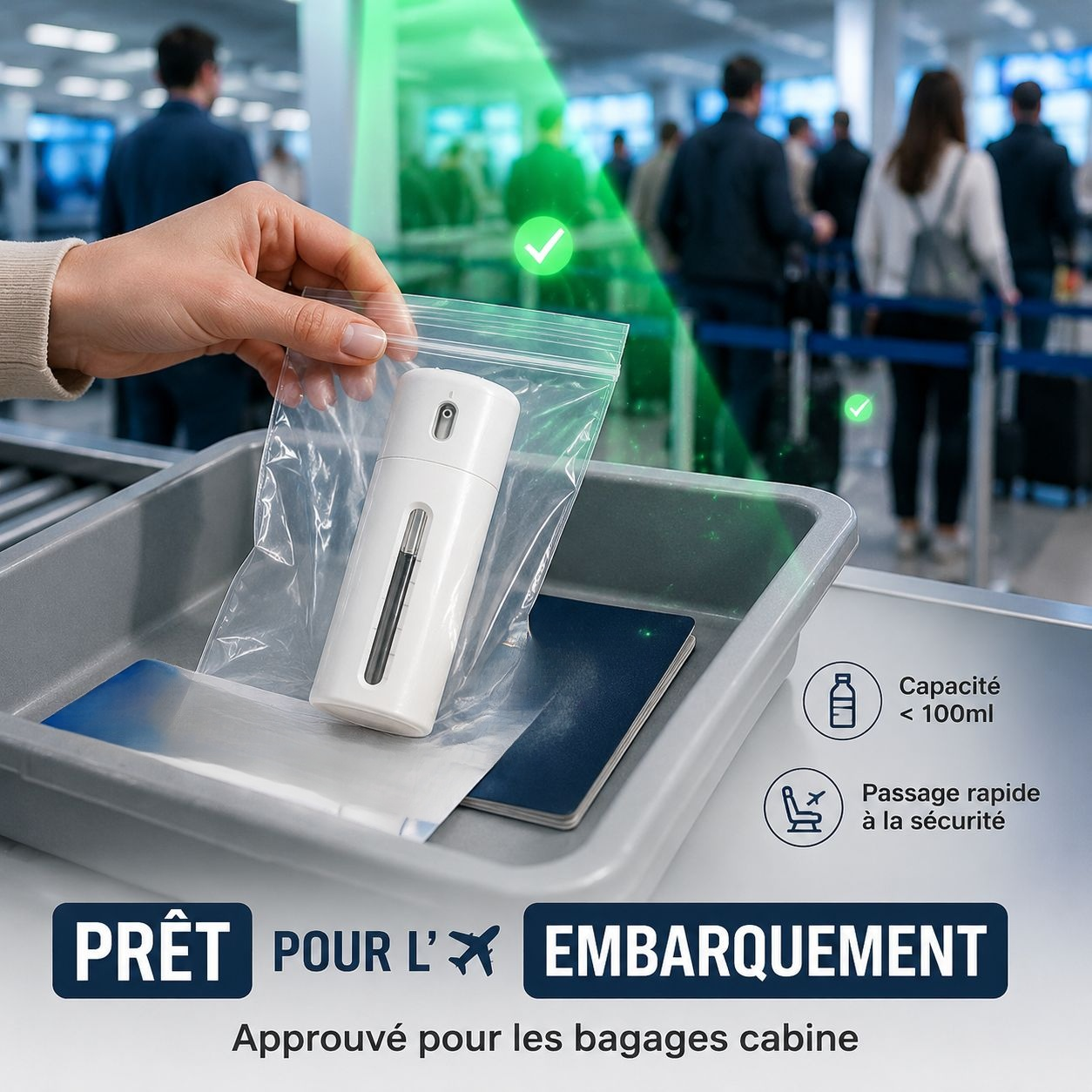 Set de 4 flacons doseurs à pompe pour soins, compatibles bagage cabine