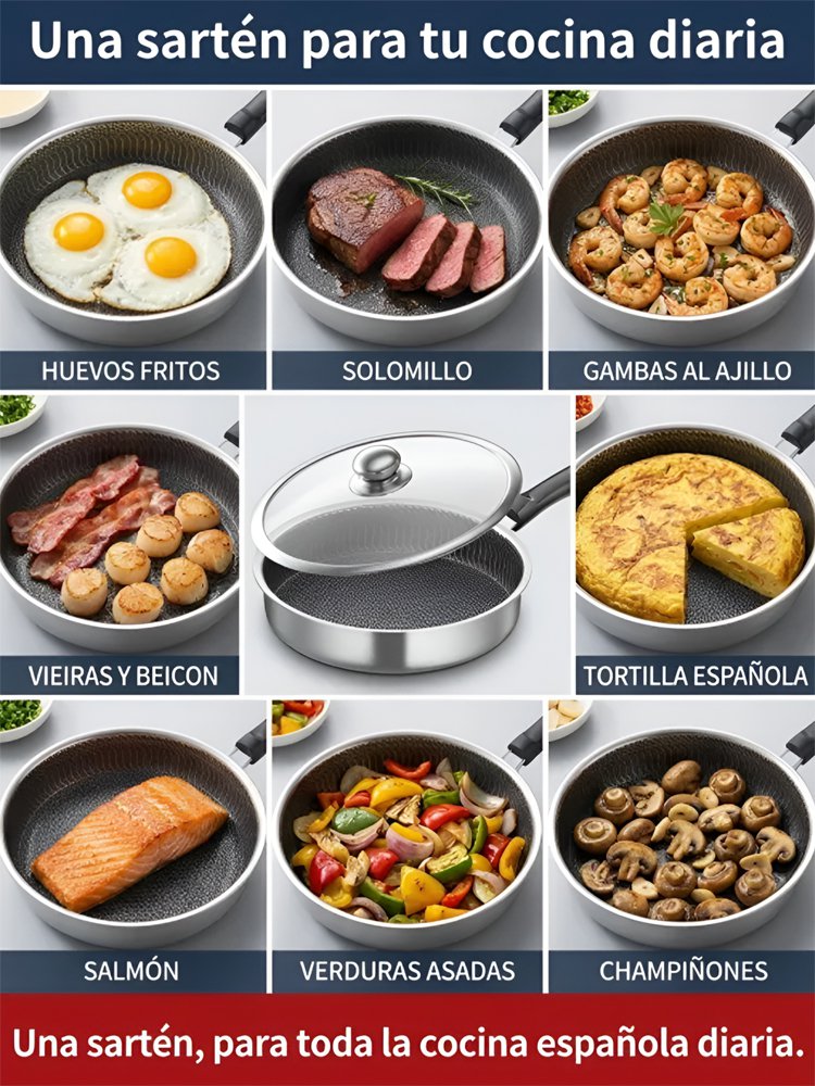 Sartén de titanio puro sin recubrimiento: opción saludable y duradera