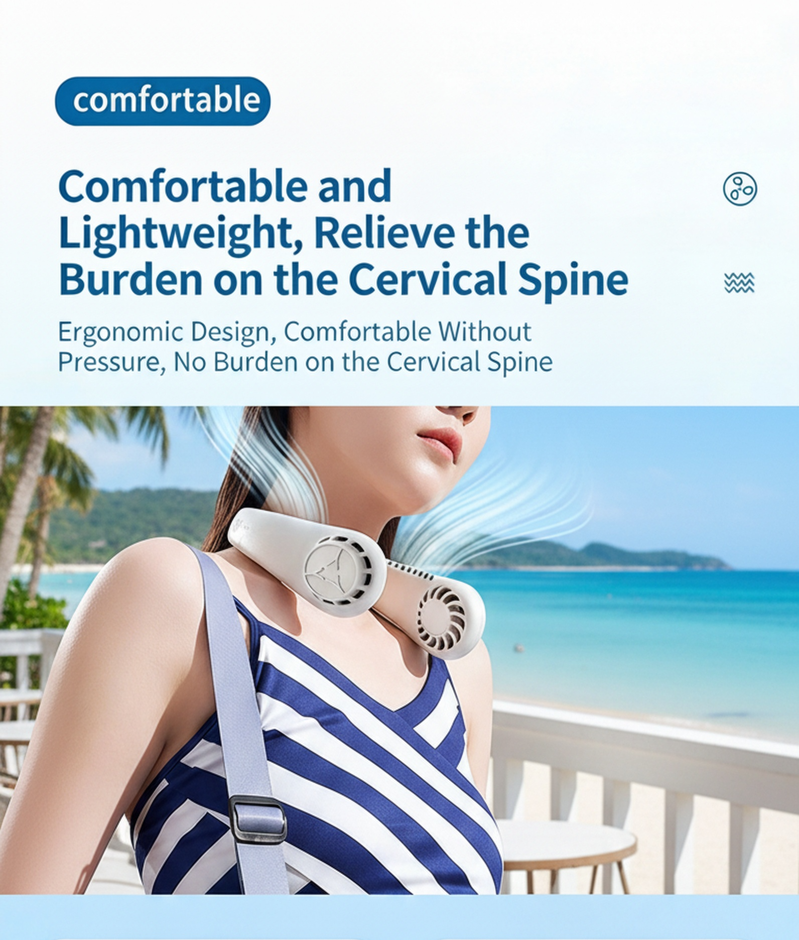 Outdoor Portable Quiet Turbo Neck Fan front view