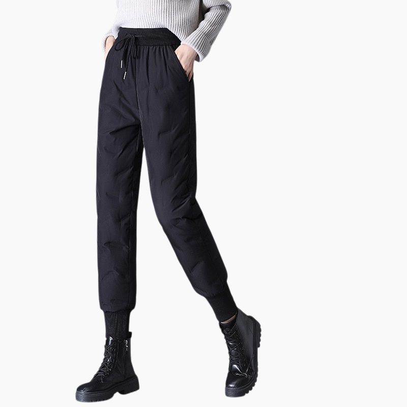 腰が高くて痩せているダウンパンツ冬保温レジャータイプのアウトドアスポーツ白鴨パイル綿ズボンゆるいファッションダウンパンツ