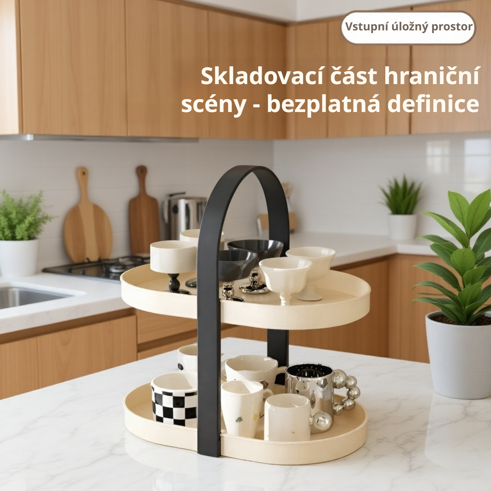 Vícevrstvý stojan na čajové šálky na stůl bez vrtání s ochranou proti prachu