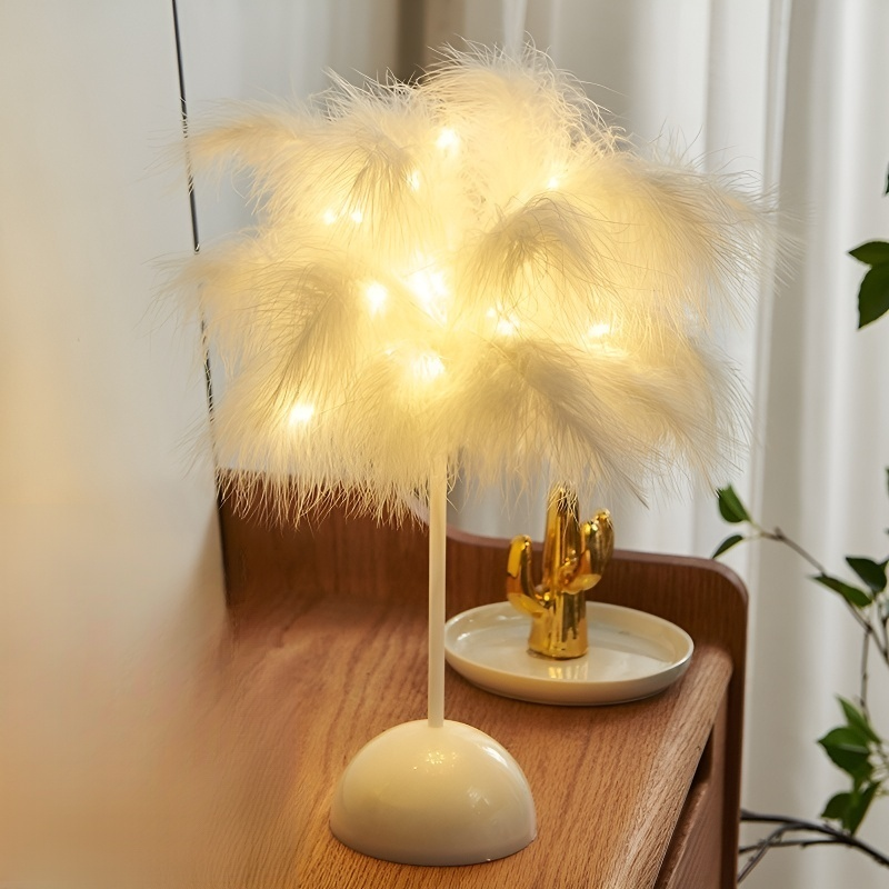 臥室羽毛檯燈