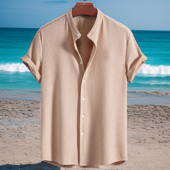 夏のメンズ半袖シャツ 無地 メンズ半袖トップス メンズシャツ
