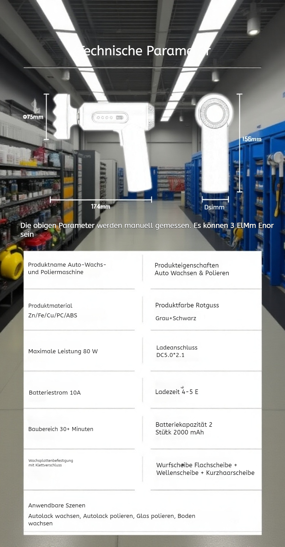 Auto-Poliermaschine mit ergonomischem Design