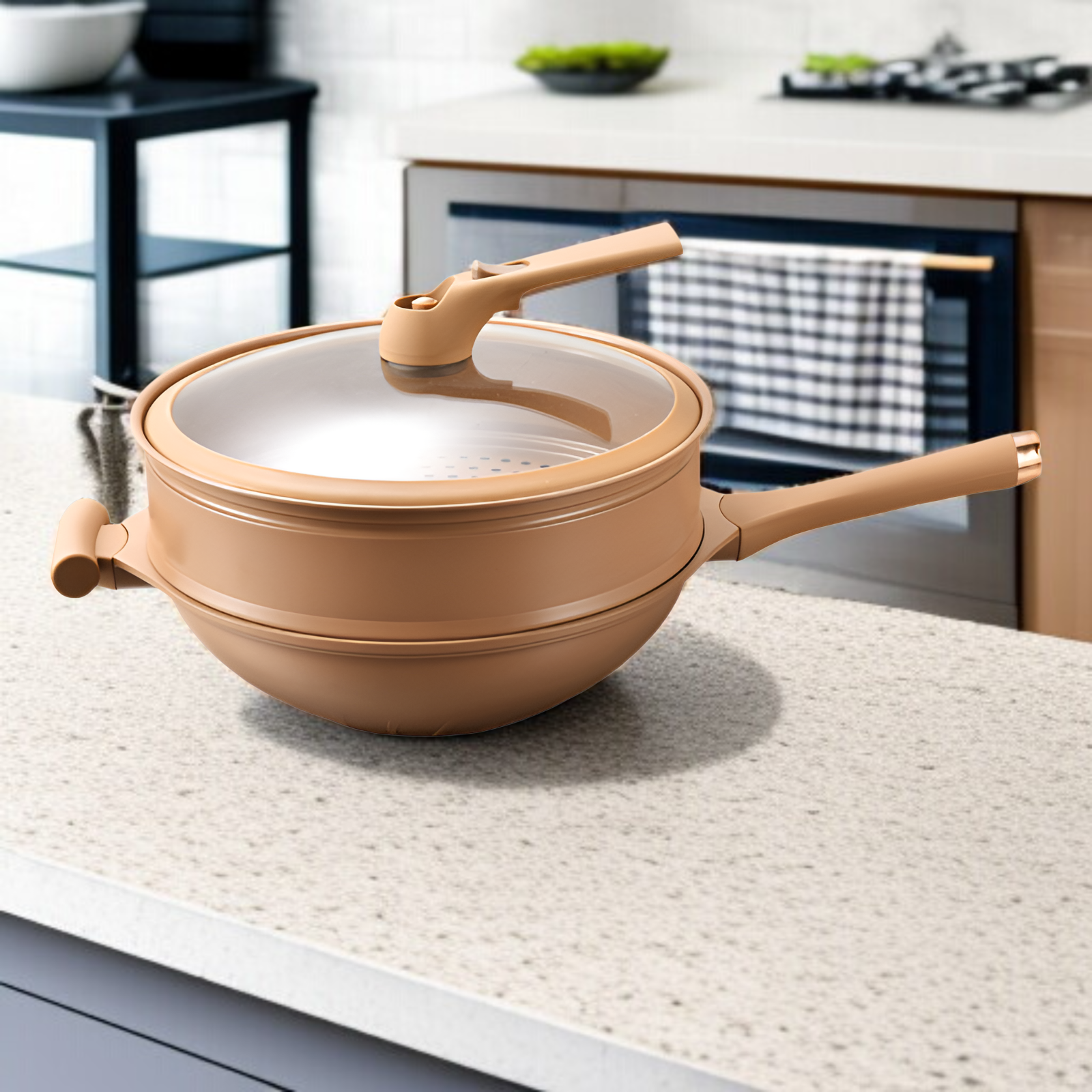 家庭用土鍋ノンスティックポット微圧力フライパン健康ノンスティック揚げ鍋ダイキャスト鍋キッチン調理鍋