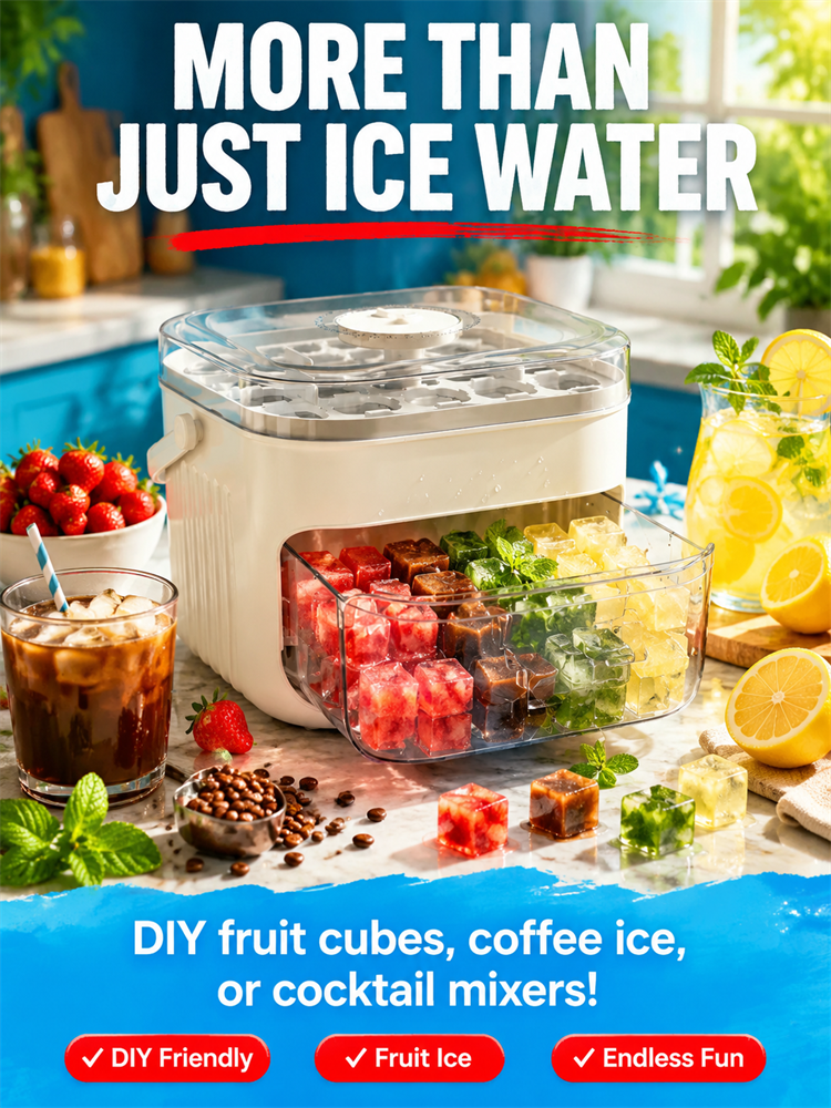 No dirty hands — large-capacity ice maker with a free ice scoop included.