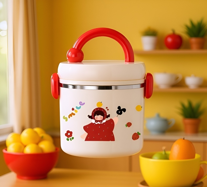 실생활에서 사용하는 보온 도시락 이미지