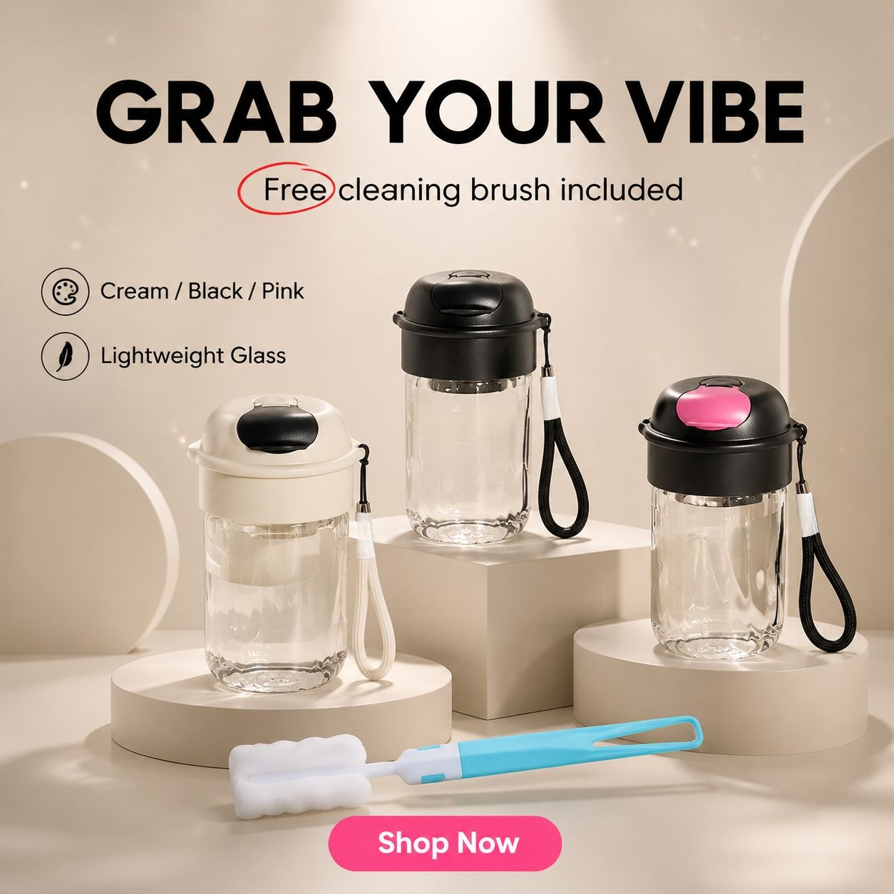 Cute Girl Glass Straw Cup, Stylish Office Tea and Coffee Mug