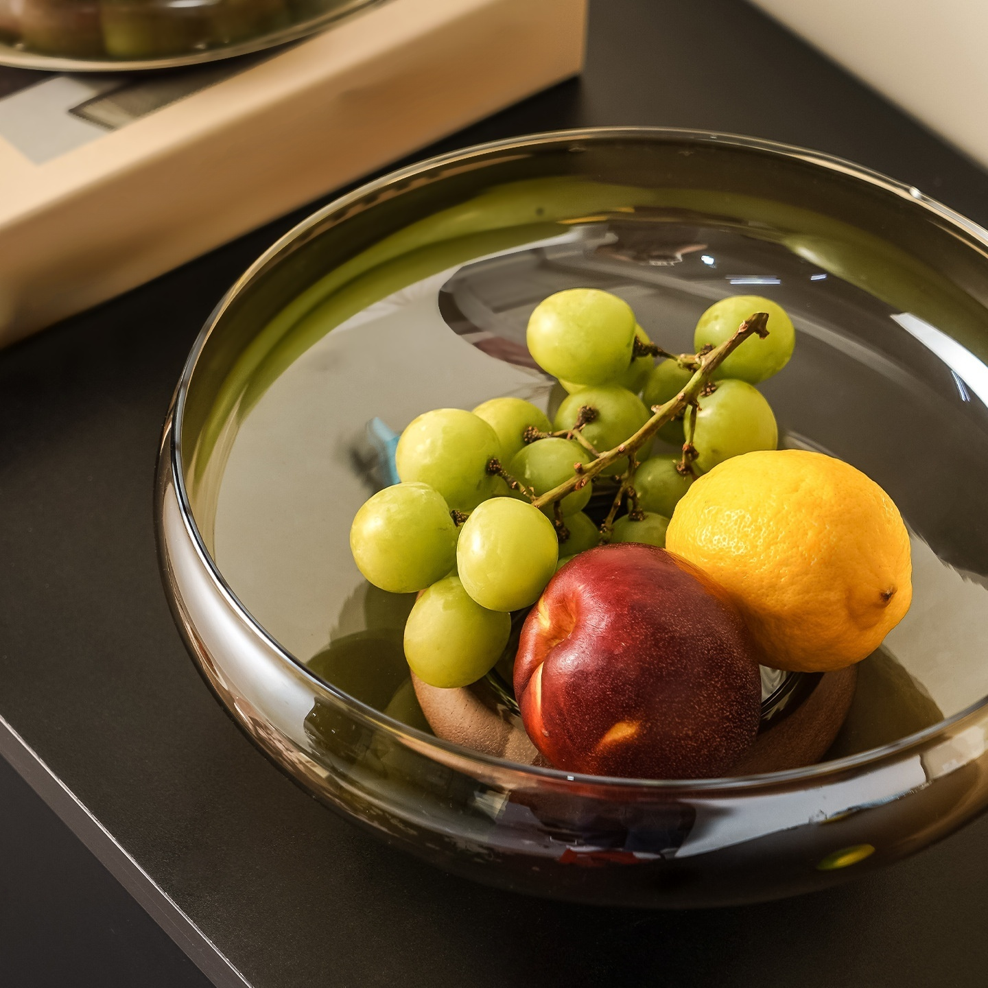 ชามผลไม้แก้วหรูหราสำหรับห้องนั่งเล่น