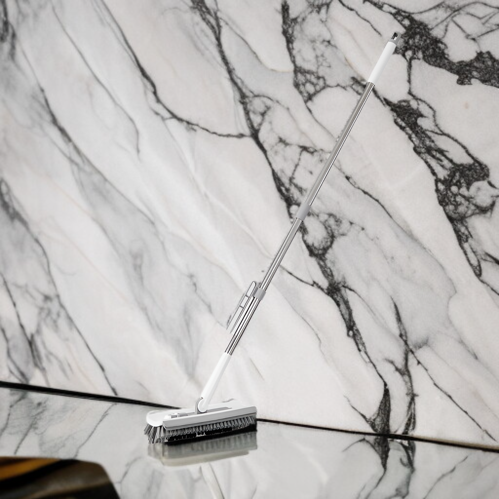 ダブルスクレーパーの長柄床掃除ブラシ