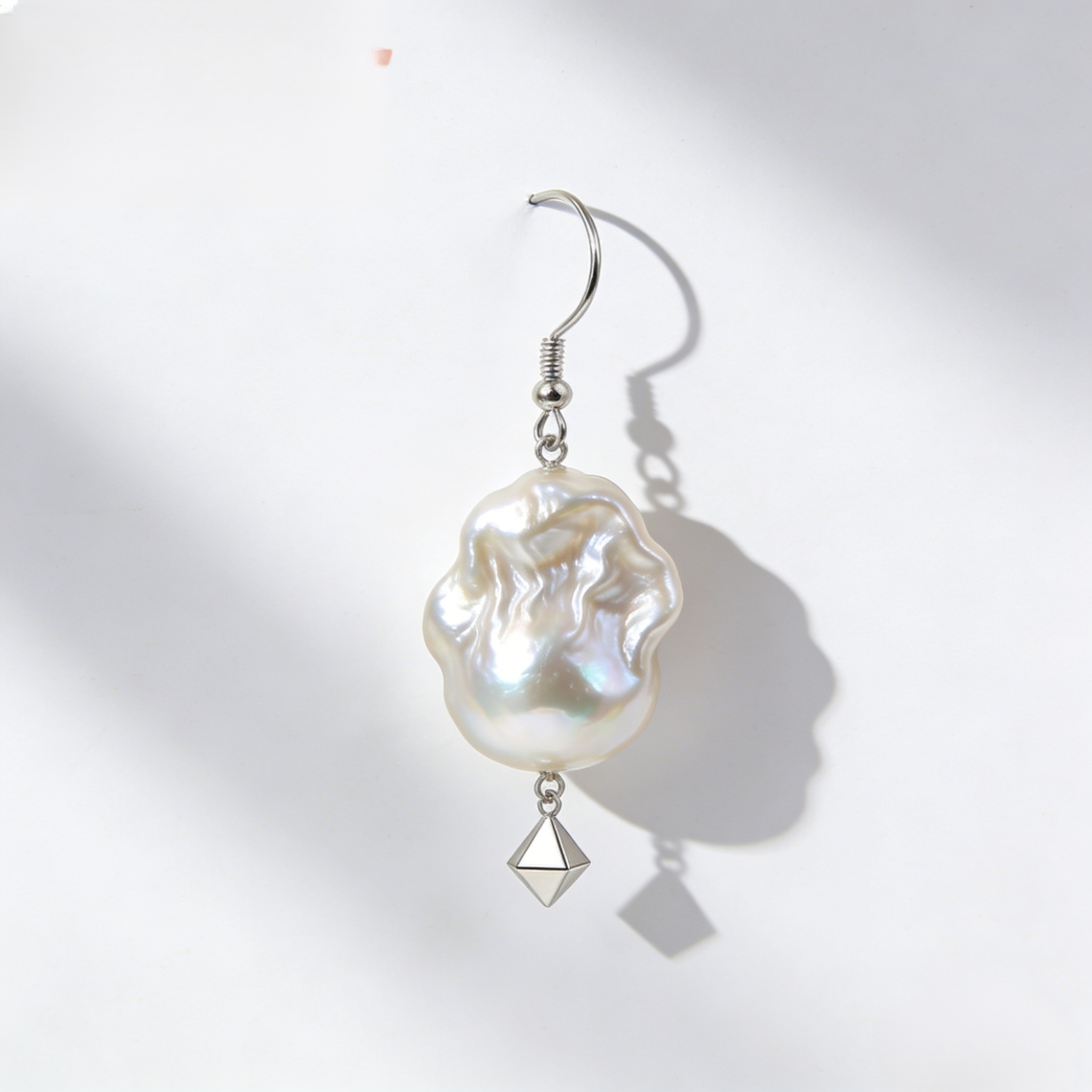 Vintage Irregular Baroque Pearl Earrings close-up